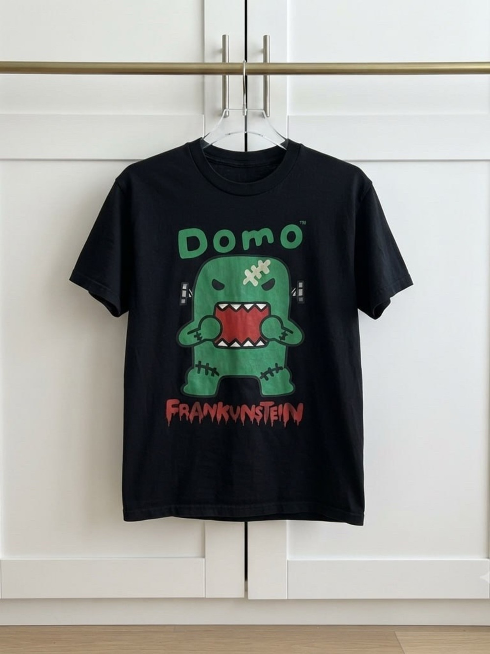 Gildan Black Tee with Green Domo Frankunstein Graphic